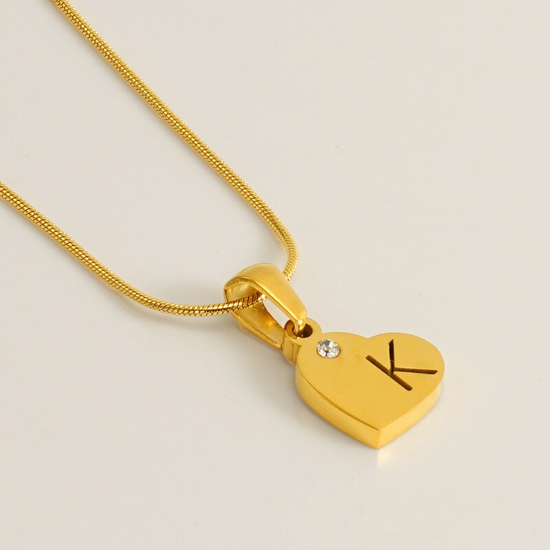 Gold color / 1 Piece Simple Series Simple Letter K Stainless Steel 18K Gold Plated Rhinestone Unisex Pendant Necklaces Picture11